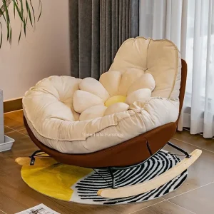 Nordic Style Single Rocking Chair Lazy Sofa Balcony Living Room Bedroom Leisure Can Lie Can Sleep Luxury Eggshell Penguin Chair 1