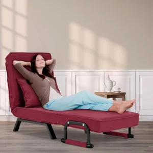 Convertible Bed Sleeper Chair,Tri-fold Upholstered Armchair Sleeper with Pillow,Folding Leisure Chaise Lounge Couch 2