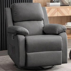 Recliner Chair, 360 Swivel, Small Rocking Recliner Chair for Small Spaces, Upholstered Fabric Glider Recliner Nursery Chair 1