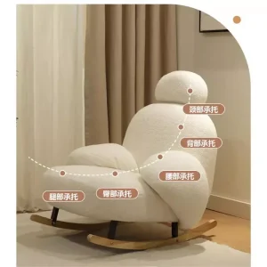 Home Cream Style Living Room Balcony Leisure Lazy Sofa, Light Luxury Bedroom Recliner, Nordic Rocking Chair, Housewarming Gift 2