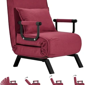 Convertible Bed Sleeper Chair,Tri-fold Upholstered Armchair Sleeper with Pillow,Folding Leisure Chaise Lounge Couch 1