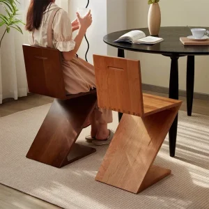 Z-shaped Chair, Nordic Home Dining Chair, Solid Wood Restaurant Backrest Chair, Modern Minimalist Design 1