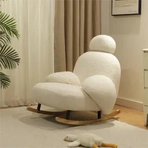 Home Cream Style Living Room Balcony Leisure Lazy Sofa, Light Luxury Bedroom Recliner, Nordic Rocking Chair, Housewarming Gift 1