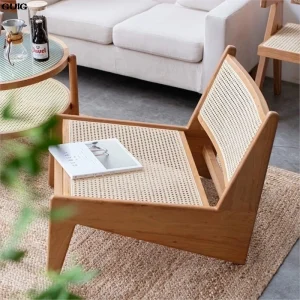 GUIG Solid Wood Kangaroo Rattan Chair Lazy Sofa Chair Wabi-Sabi Retro Style Home Nordic Balcony Leisure Chair Hot New 2