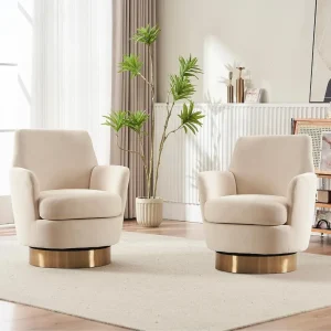 Bucket Chair, Swivel Bucket Chair Set of 2, Modern Velvet Upholstered Round Swivel Armchair,360 Degree Single Sofa Chair 1