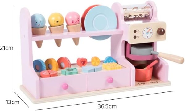 [2023.12.10][OTOYE]おままごとセット アイスクリーム屋さん 木製 コーヒーマシン 2in1 ごっこ遊び 台所 知育玩具 子供用おままごとセット 組立式 親子遊び 誕生日プレゼント 入園お祝い (ピンク) [並行輸入品] - Image 8